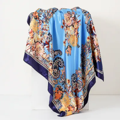 Women Fashion Casual Cashew-Print Silk 90cm Square Scarf
