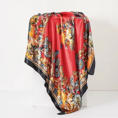 Women Fashion Casual Cashew-Print Silk 90cm Square Scarf