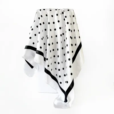 Women Fashion Casual Polka Dot Print Silk-Like 90cm Square Scarf