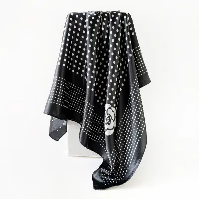 Women Fashion Casual Polka Dot Print Silk-Like 90cm Square Scarf