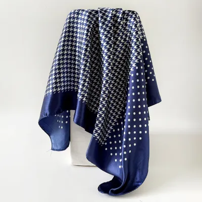 Women Fashion Casual Polka Dot Print Silk-Like 90cm Square Scarf