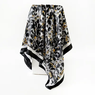 Women Fashion Casual Leopard Imitation Silk 90cm Square Scarf