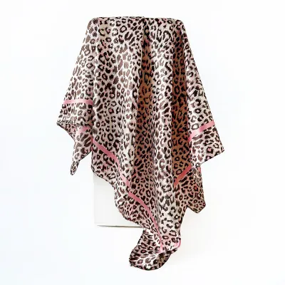 Women Fashion Casual Leopard Imitation Silk 90cm Square Scarf