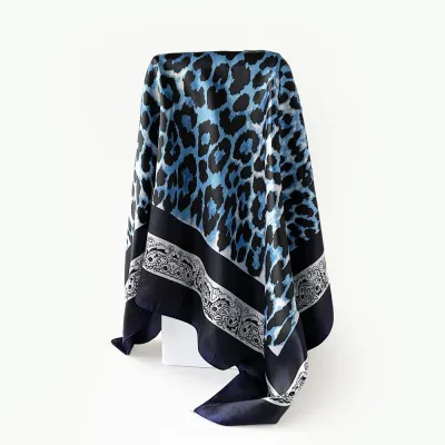 Women Fashion Casual Leopard Imitation Silk 90cm Square Scarf