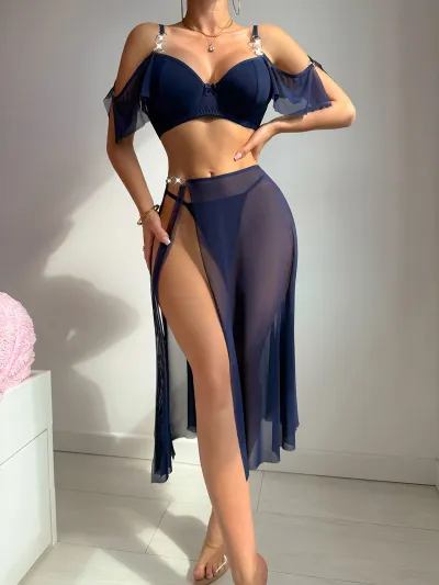 Women Sexy Leopard Print Lingerie Three-Piece Set