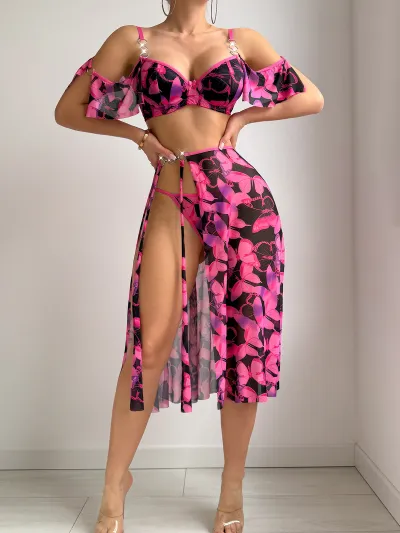 Women Sexy Leopard Print Lingerie Three-Piece Set