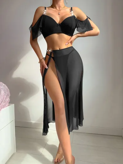 Women Sexy Leopard Print Lingerie Three-Piece Set