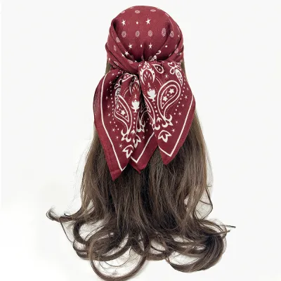 Women Fashion Casual Printed Cotton And Linen Square Scarf