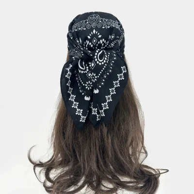 Women Fashion Casual Printed Cotton And Linen Square Scarf