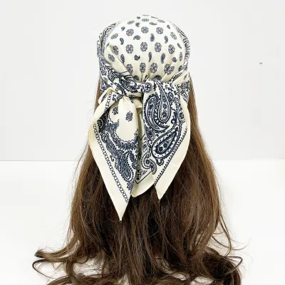Women Fashion Casual Printed Cotton And Linen Square Scarf