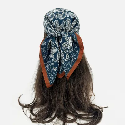 Women Fashion Casual Printed Cotton And Linen Square Scarf
