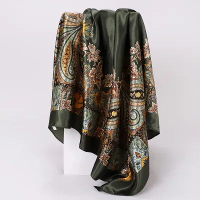 Women Fashion Casual Cashew Printed Silk 90cm Square Scarf