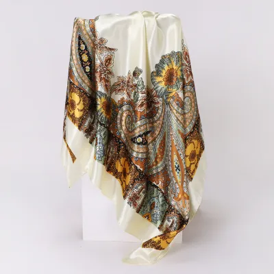 Women Fashion Casual Cashew Printed Silk 90cm Square Scarf
