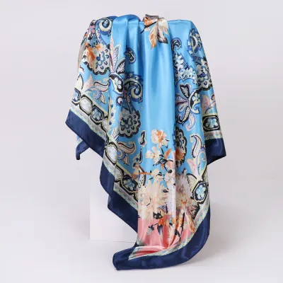 Women Fashion Casual Cashew Printed Silk 90cm Square Scarf