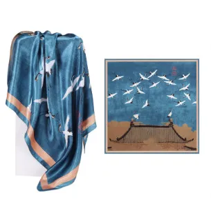 Women Fashion Casual Cashew Printed Silk 90cm Square Scarf