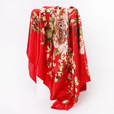 Women Fashion Casual Cashew Printed Silk 90cm Square Scarf