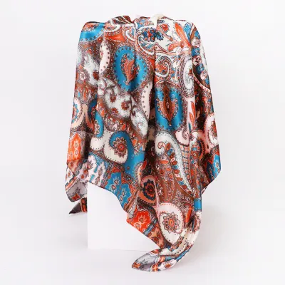 Women Fashion Casual Cashew Printed Silk 90cm Square Scarf