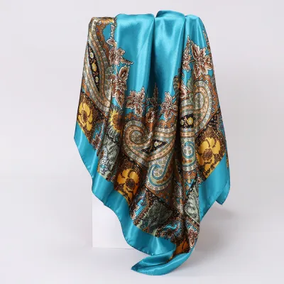 Women Fashion Casual Cashew Printed Silk 90cm Square Scarf