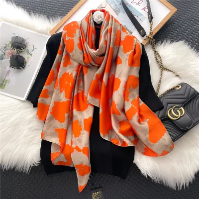 Women Fashion Casual Spring Summer Printed Silk Scarf