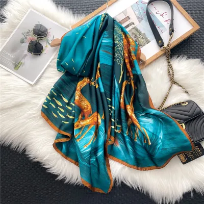 Women Fashion Casual Spring Summer Printed Silk Scarf