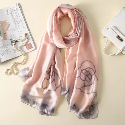 Women Fashion Casual Spring Summer Printed Silk Scarf