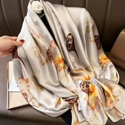 Women Fashion Casual Spring Summer Printed Silk Scarf