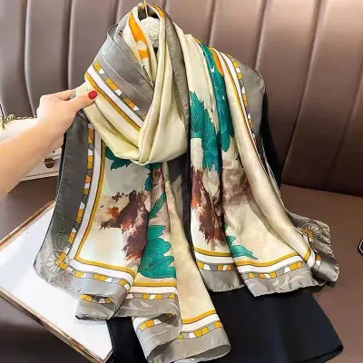 Women Fashion Casual Spring Summer Printed Silk Scarf
