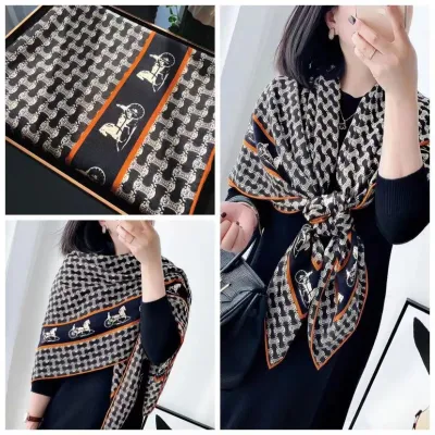 Women Fashion Casual Spring Summer Printed Silk Scarf