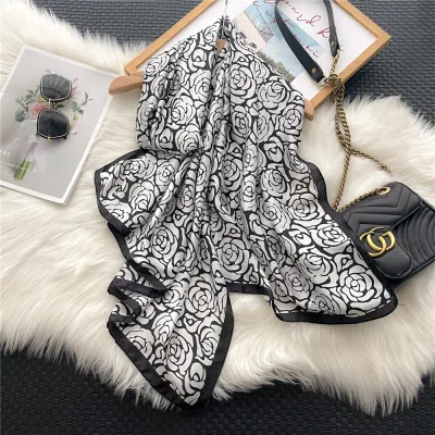 Women Fashion Casual Spring Summer Printed Silk Scarf