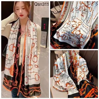 Women Fashion Casual Spring Summer Printed Silk Scarf