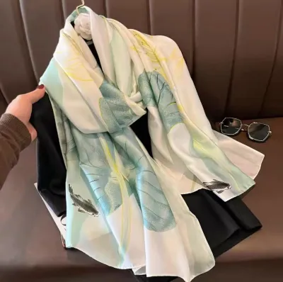 Women Fashion Casual Spring Summer Printed Silk Scarf