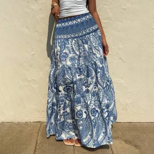 Women Fashion Casual Vacation Boho Printed Skirt