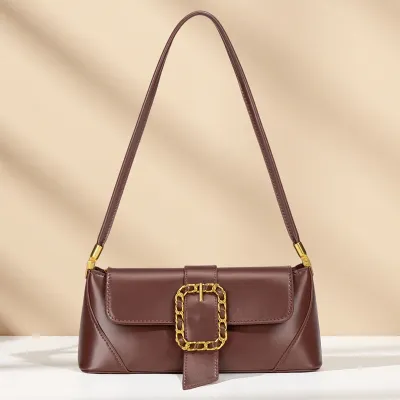 Women Fashion Casual Solid Color Large Capacity Baguette Shoulder Bag