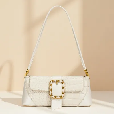 Women Fashion Casual Solid Color Large Capacity Baguette Shoulder Bag