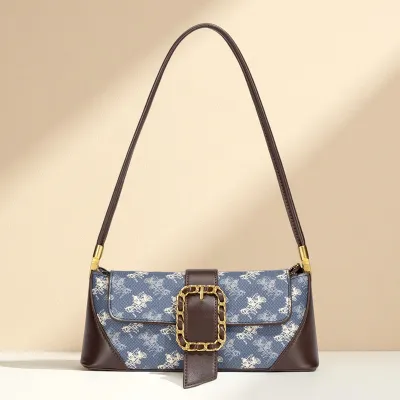 Women Fashion Casual Solid Color Large Capacity Baguette Shoulder Bag