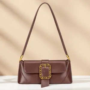Women Fashion Casual Solid Color Large Capacity Baguette Shoulder Bag