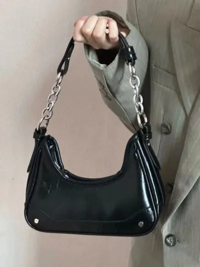 Women Fashion Casual Solid Color Chain Shoulder Bag