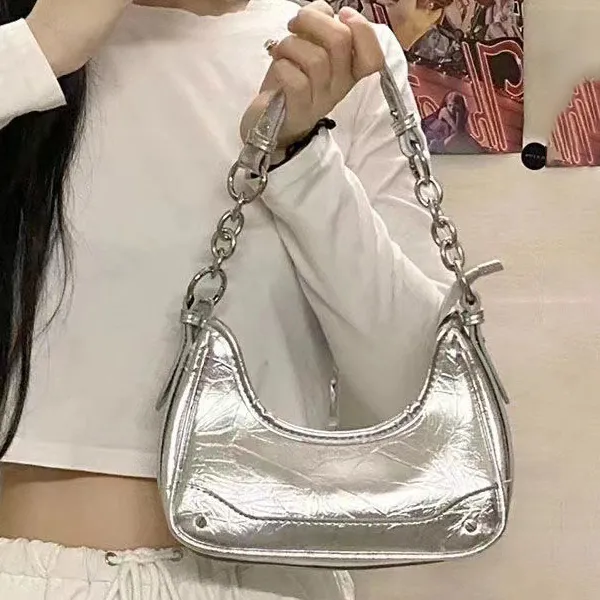 Women Fashion Casual Solid Color Chain Shoulder Bag