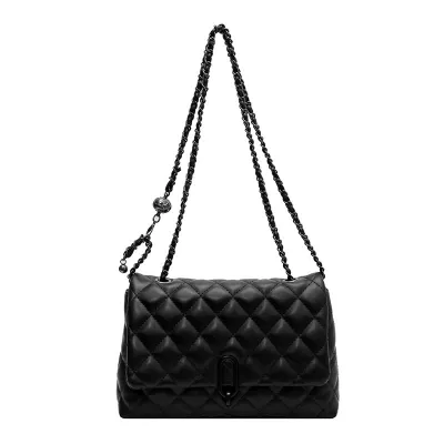 Women Fashion Casual Solid Color Rhomboid Chain Shoulder Bag