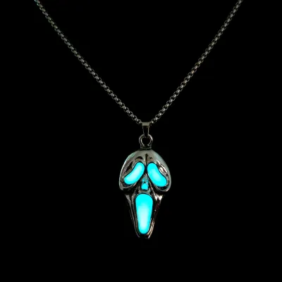Halloween Skull Alloy Electroplated Multicolor Luminous Pendant Necklace