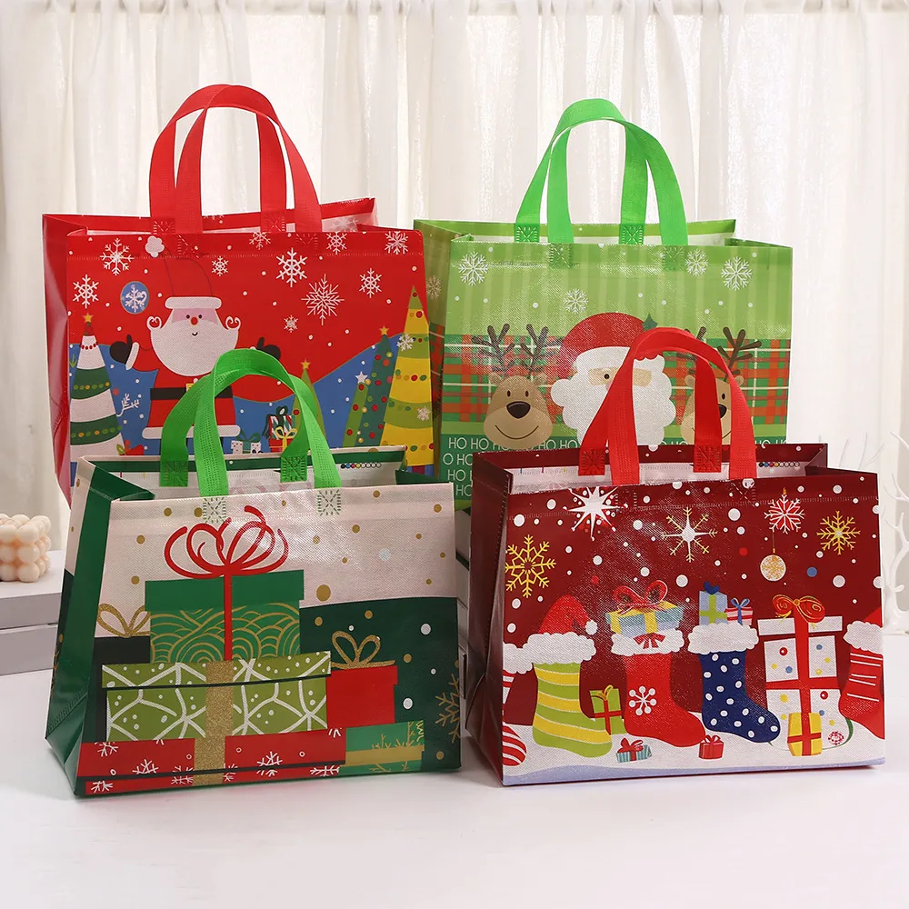 Christmas Cartoon Non-Woven Gift Bag 12pcs/Pack