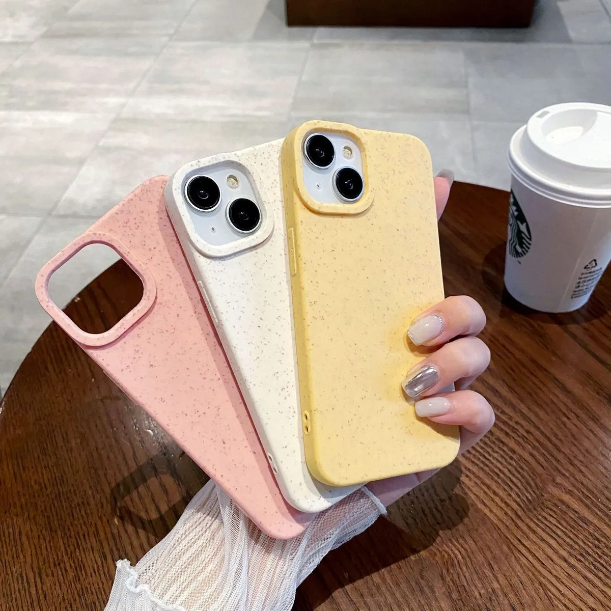 Fashion Simple Solid Color Wheat Straw Frosted Iphone Case