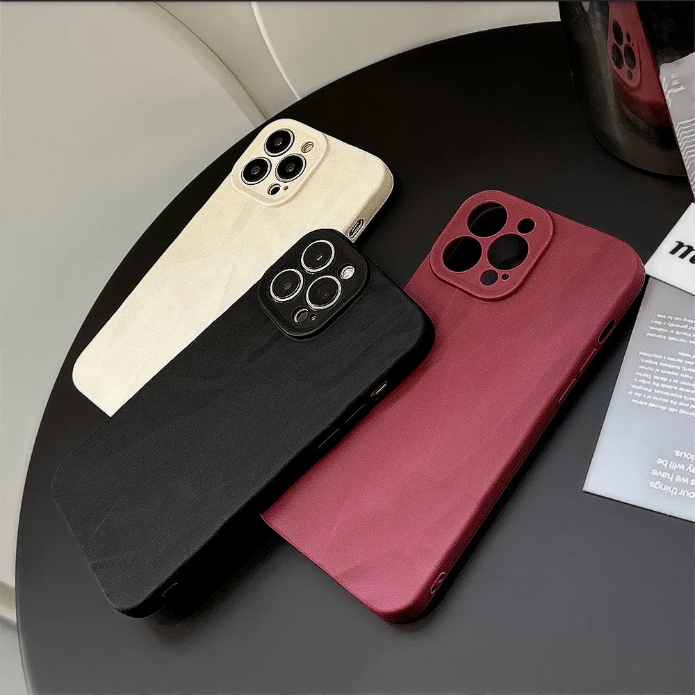 Fashion Solid Color Skin-Feel Pleated Iphone Case