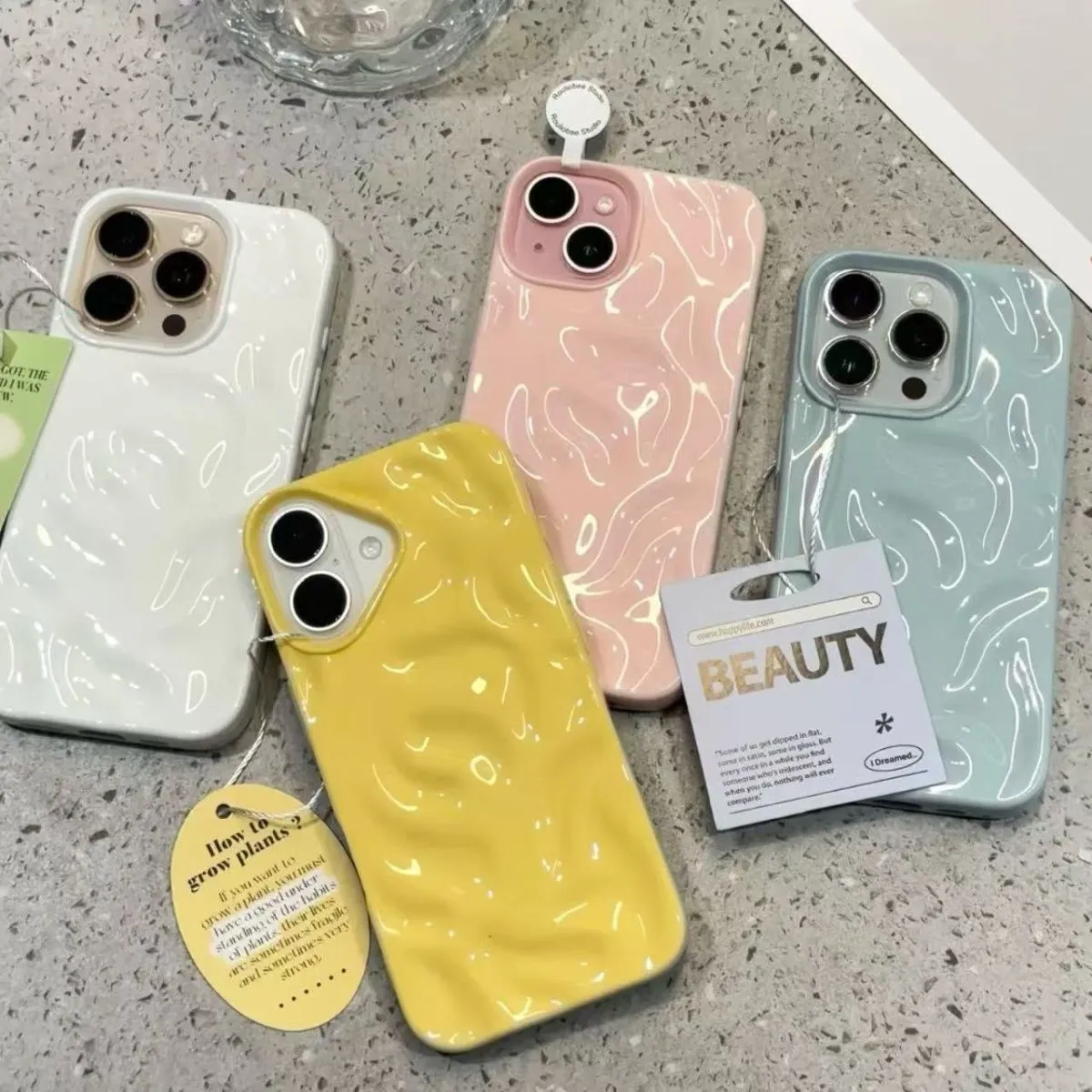 Fashion Solid Color Wave Pleated Iphone Case