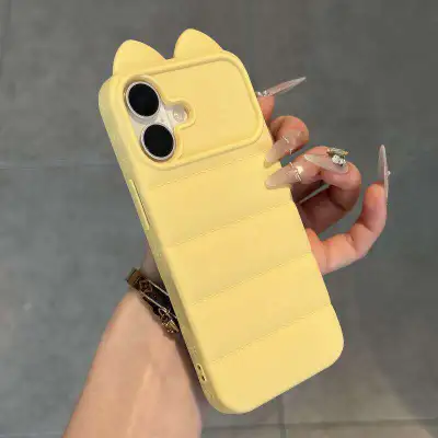 Fashion Solid Color Three-Dimensional Cat Ears Silicone Iphone Case