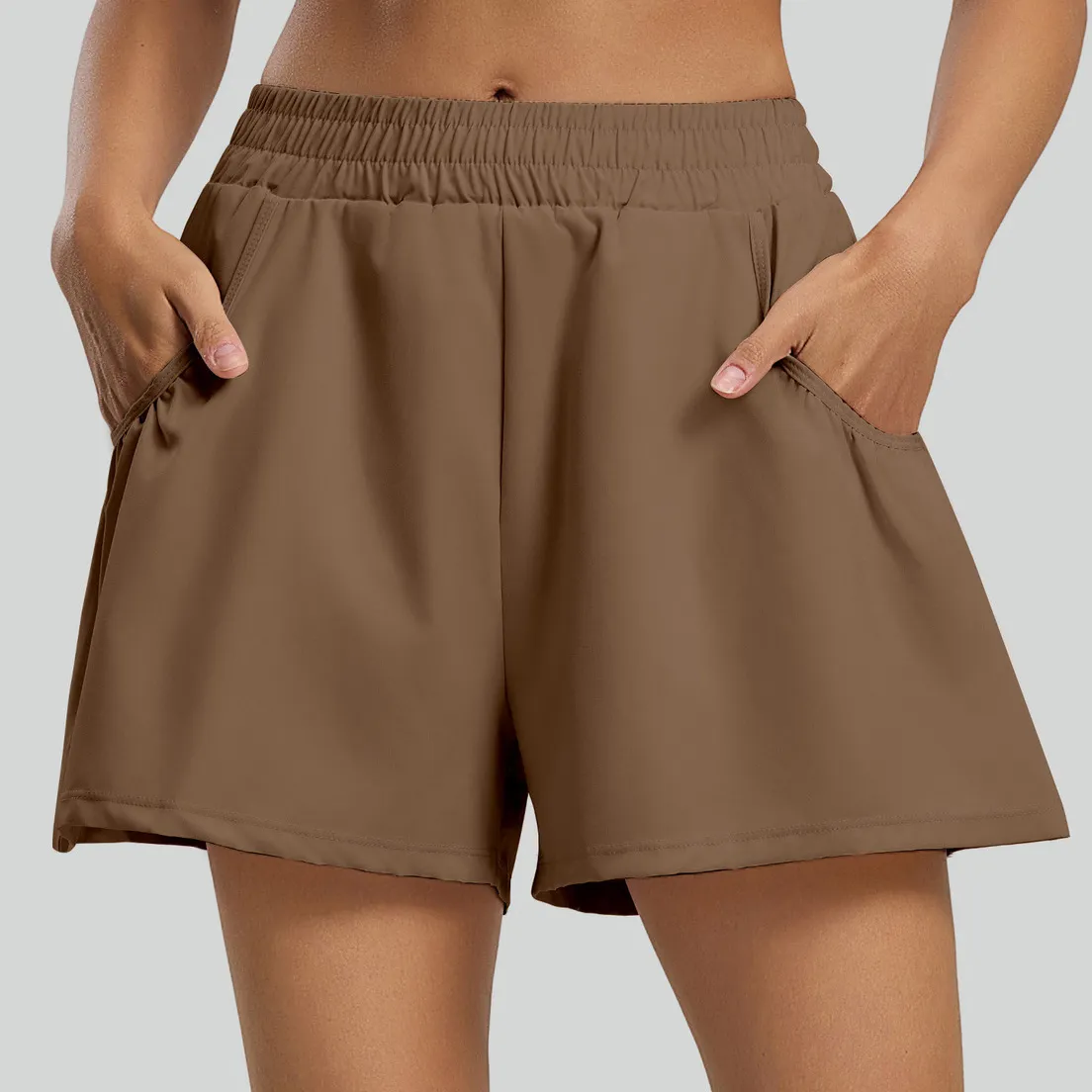 Women'S Fashion Casual Solid Color High Waist Loose Yoga Shorts