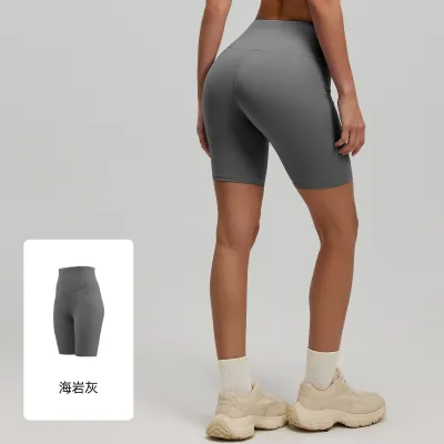 Women Fashion Casual Solid Color High Waist Tight Yoga Sports Shorts
