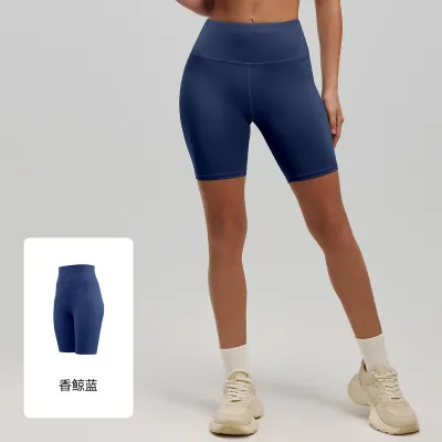 Women Fashion Casual Solid Color High Waist Tight Yoga Sports Shorts