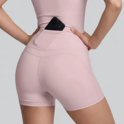 Women Fashion Casual Solid Color Thin High Waist Sports Shorts