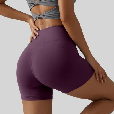 Women Fashion Casual Solid Color Thin High Waist Sports Shorts
